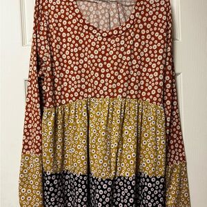 Floral Patterned Long Sleeve Dress